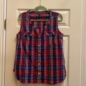 Eddie Bauer plaid sleeveless shirt